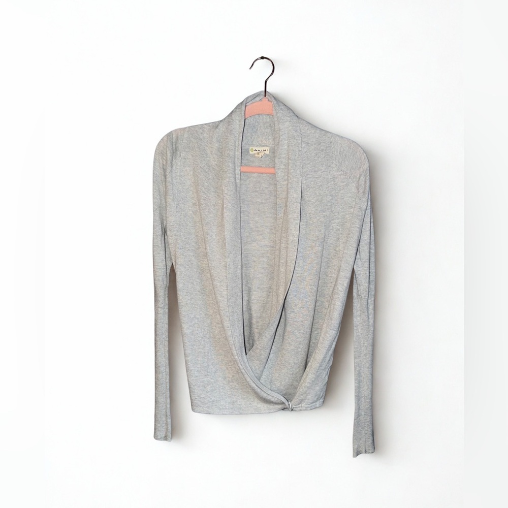 Anthropologie Light Gray Wrap Sweater